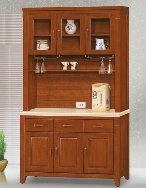 C384-1 星巴克樟木4尺餐櫃 整組