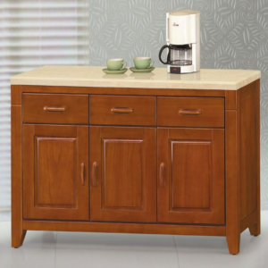 C384-7星巴克樟木4尺餐櫃 下座 含石面