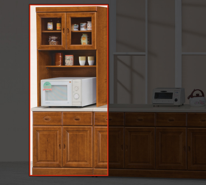 C385-1 樟木2.7尺餐櫃 全組