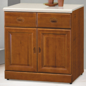 C385-4樟木2.7尺餐櫃下座 附一片隔板 含石面