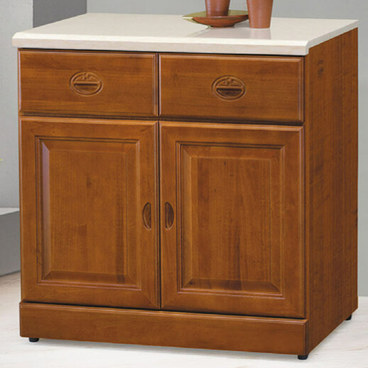 C385-4樟木2.7尺餐櫃下座 附一片隔板 含石面