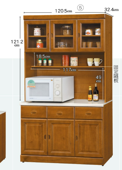 C385-6樟木4尺餐櫃 全組