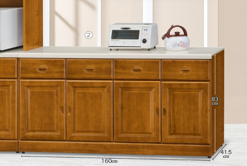 C385-3樟木5.3尺餐櫃下座 附二片隔板 含石面