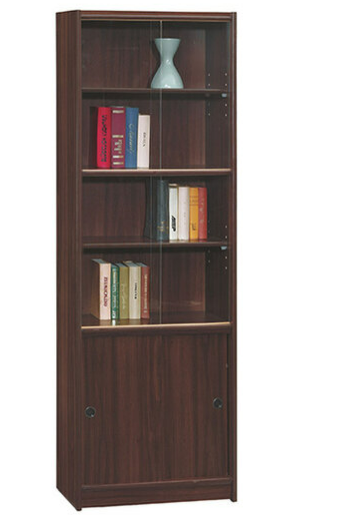 C382-9胡桃2*6尺書架 玻璃門 下木門 組裝費200