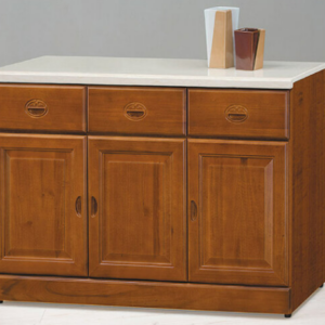 C385-5樟木4尺餐櫃下座 附一片隔板 含石面