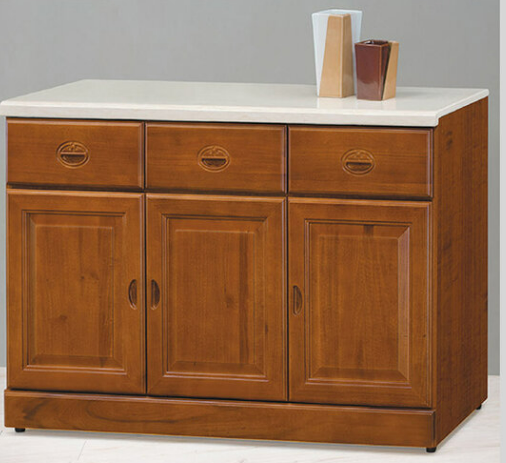 C385-5樟木4尺餐櫃下座 附一片隔板 含石面