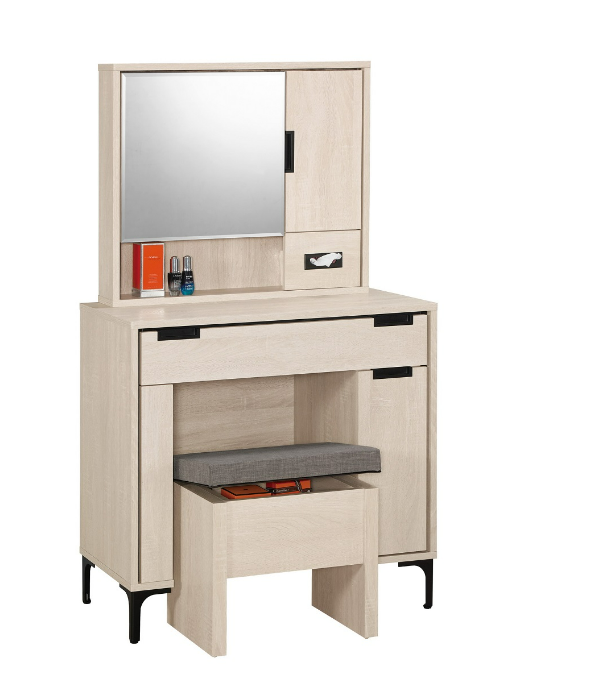 A1123-3昆提斯2.7尺化妝台 全組 含椅 附活動隔板一片