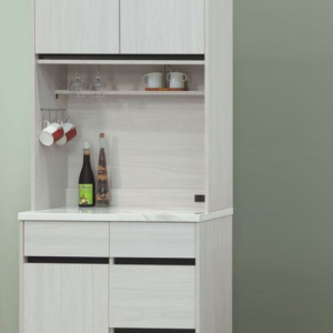 C391-1威尼斯2.7尺碗碟櫃 上座+C391-2威尼斯2.7尺碗碟櫃 下座 仿石紋