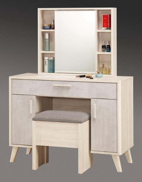 A1131-3 漢斯3.3尺化妝台 全組 含椅 附活動隔板2片