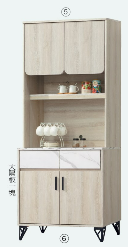 C394-1 梵思2.7尺餐櫃上座+C394-2 梵希2.7尺餐櫃 下座