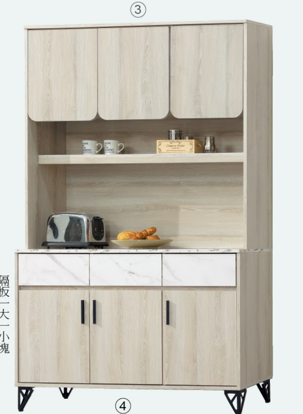 C394-3梵思4尺餐櫃 上座+C394-4梵思4尺餐櫃 下座