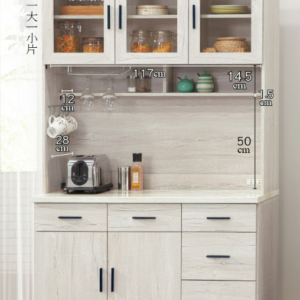 C395-5洛瑪白橡木4尺碗碟櫃上座 + C395-6洛瑪白橡木碗碟櫃下座 仿石紋