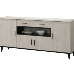 C396-2洛瑪白橡木5.3尺碗碟櫃下座 仿石紋 隔板2片