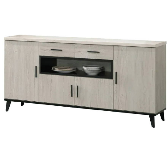 C396-2洛瑪白橡木5.3尺碗碟櫃下座 仿石紋 隔板2片