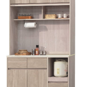 C397-3芙妮淺白雙色4尺餐櫃上座+C397-4芙妮淺白雙色4尺餐櫃下座  木面