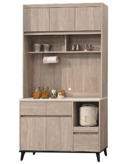 C397-6依夏淺橡木4尺餐櫃上座 +C397-7 依夏淺橡木4尺餐櫃下座  木面