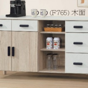 C399-3杜恩橡木白5.3尺木面碗盤餐櫃 木面