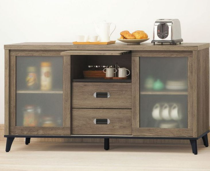 C398-5灰橡5尺推門餐櫃 下座