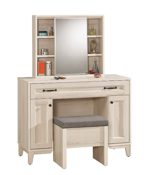 A1141-3  雪莉3.3尺化妝台 全組 含椅 附活動隔板2片