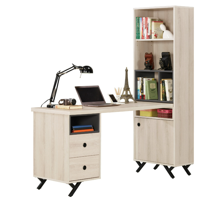 A1624-4 優娜5尺L型二抽書桌  附活動隔板2片 可自行左右擺放