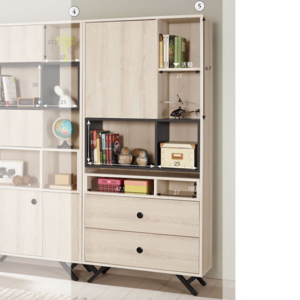 A1624-3 優娜2.7尺二抽書櫥 附活動隔板1大1小