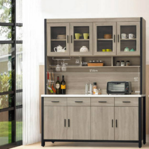 C404-1淺灰5.3尺碗碟櫃上座 隔板二片 +C404-2 淺灰5.3尺碗碟櫃 下座 隔板二片 仿石紋