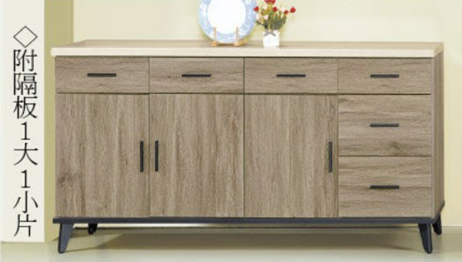 C405-11 芮茲灰橡木5.3尺碗碟櫃 下座 仿石紋