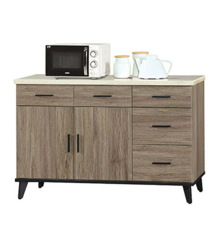 C405-10芮茲灰橡木4尺碗碟櫃 下座 仿石紋