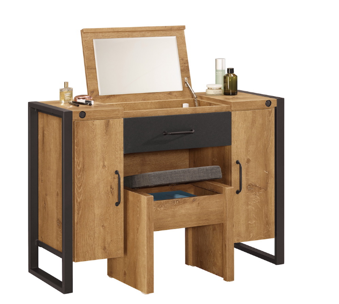 A1243-2布朗克斯3.5尺掀鏡化妝台 含椅 附活動隔板1片