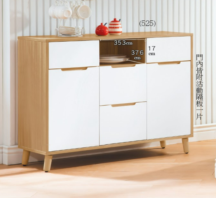 C415-4肯詩特烤白雙色3.6尺餐櫃