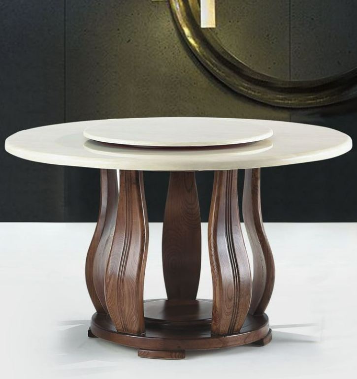 C422-6 T822 5尺象牙白圓桌 含石面+轉盤