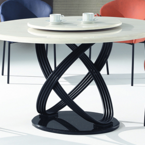 C425-8 E215 象牙白130圓桌 含石面 +轉盤70圓