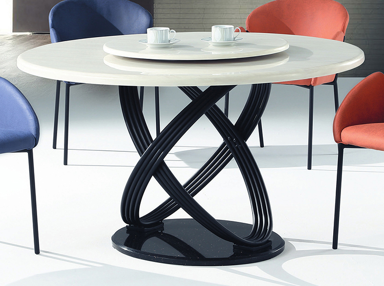 C425-8 E215 象牙白130圓桌 含石面 +轉盤70圓