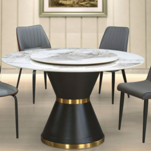 C424-1 PT-5500香奈兒岩板圓桌 岩板+金邊鐵腳