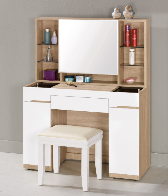 A1253-2伯妮斯3.3尺化妝台 全組 含椅 附活動隔板1片