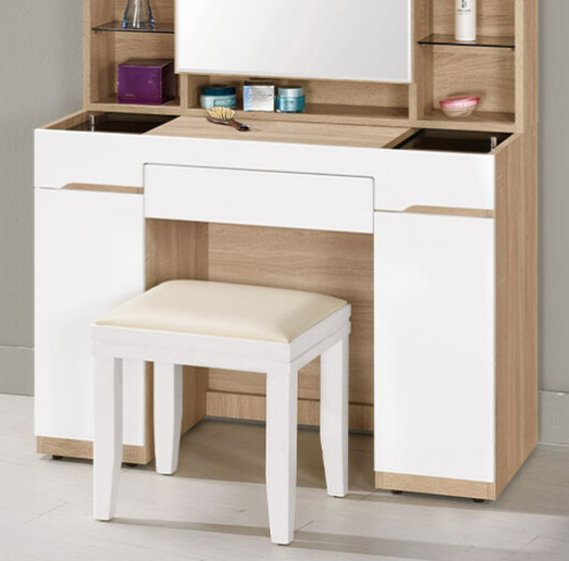 A1253-3伯妮斯3.3尺化妝台下座 含椅 附活動隔板一片