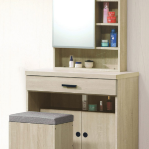 D245-3 伊梵白原切2.7尺鏡台 含椅