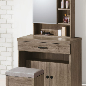 D245-4 貝拉灰橡色2.7尺鏡台 含椅