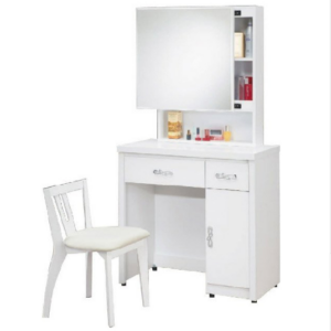 D244-7 貝拉白色3尺化妝台 含椅