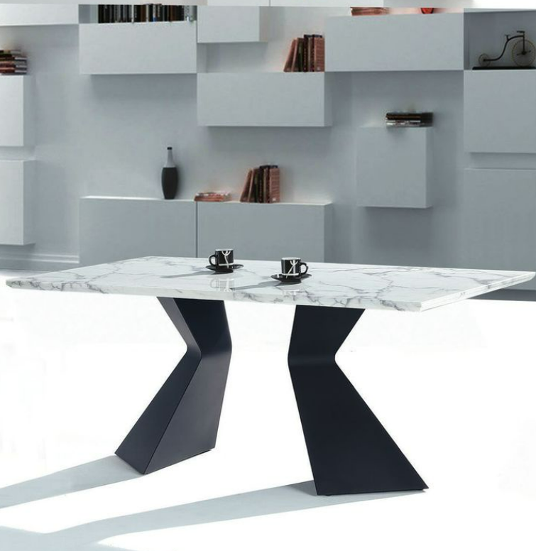 C431-1 T09 棕花白5尺餐桌 含石面