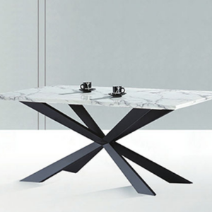 C432-8 米字+棕花白6尺餐桌