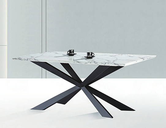 C432-8 米字+棕花白6尺餐桌