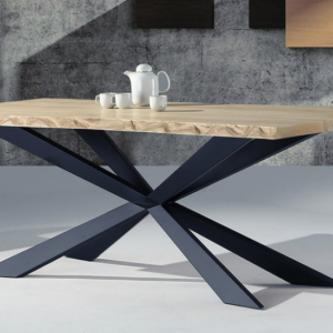 C432-10 米字7尺餐桌 自然邊原木