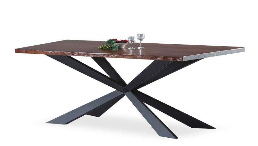 C432-7米字7尺餐桌 自然邊胡桃