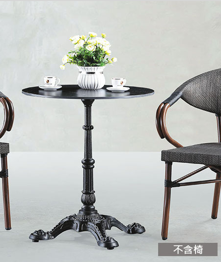 C462-3 70圓休閒桌 勞倫黑金岩板