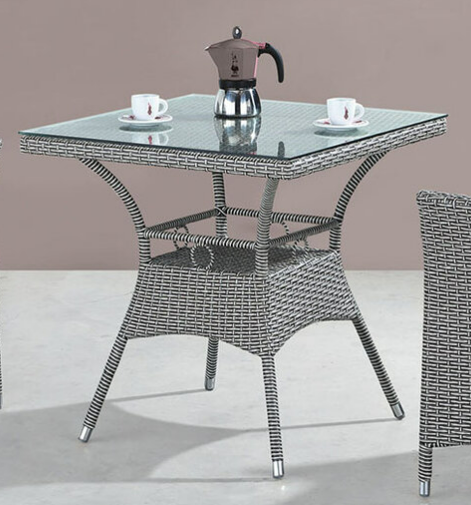 C464-4 326-1 灰藤休閒四方桌 含玻璃