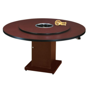 C467-30 火鍋桌4尺+轉盤2.5尺 紅/胡桃 含腳