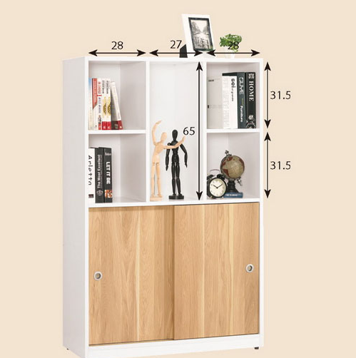 A1319-9卡爾3尺拉門書櫥 附活動隔板1片