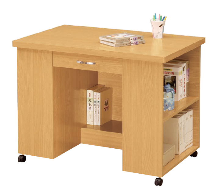 A1322-5貝莎檜木色活動書桌 附活動輪