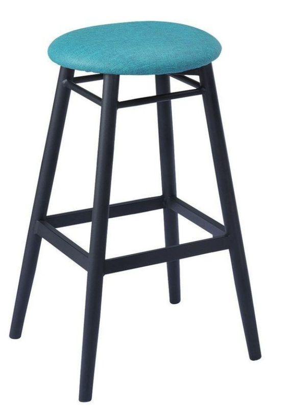 C480-13 236-1高腳貓抓皮吧台椅 孔雀藍 烤黑砂 台灣製造